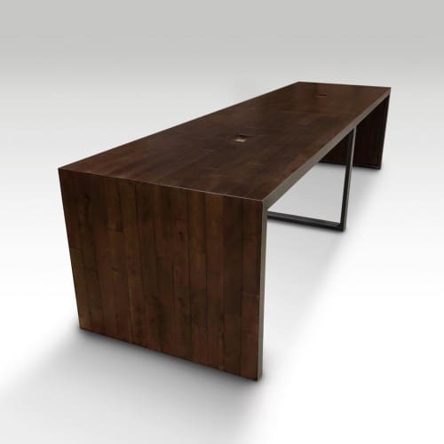 Two-Piece Reclaimed Factory Maple Waterfall in Dark Stain