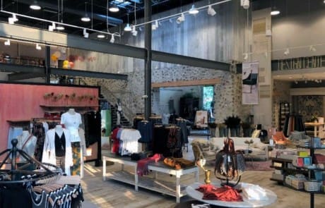 Gray Barn Siding - Inside Anthroplogie Devon Yard Pennsylvania