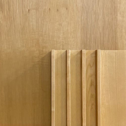 Custom Wall Panel in Fin with White Oak Finished in Matte Clear on Veneered Plywood