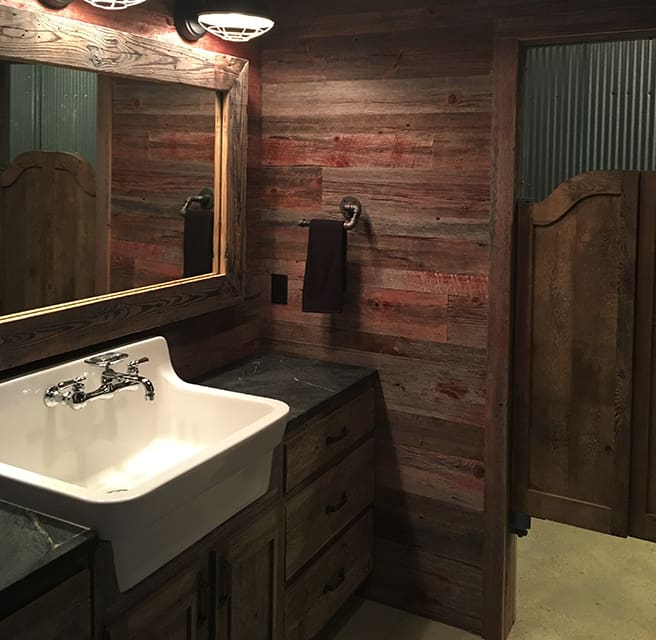 Reclaimed Red Cladding in Bathroom Reclaimed Red Cladding in Bathroom