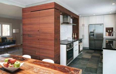 Redwood Cladding in Kitchen of Philadelphia Residence