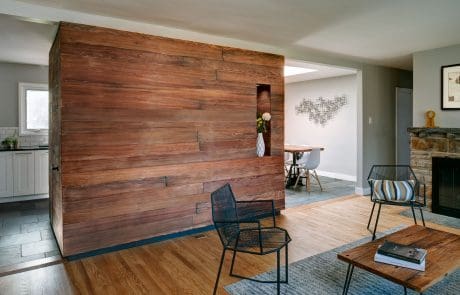 Redwood Cladding and Oak Fencing Floor in Philadelphia Residence