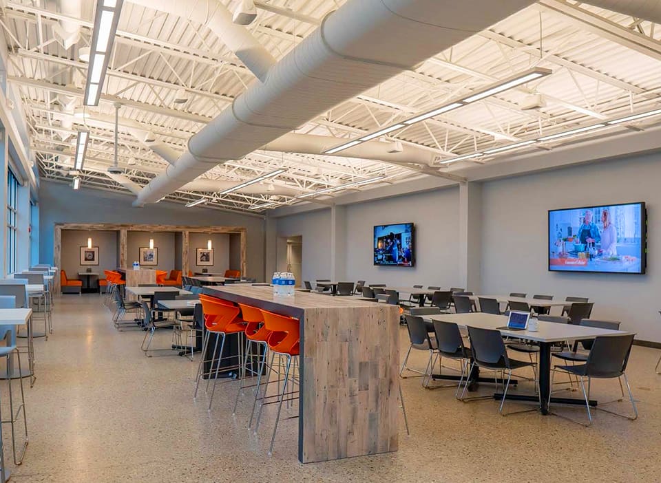 Reclaimed Maple Waterfall in Office