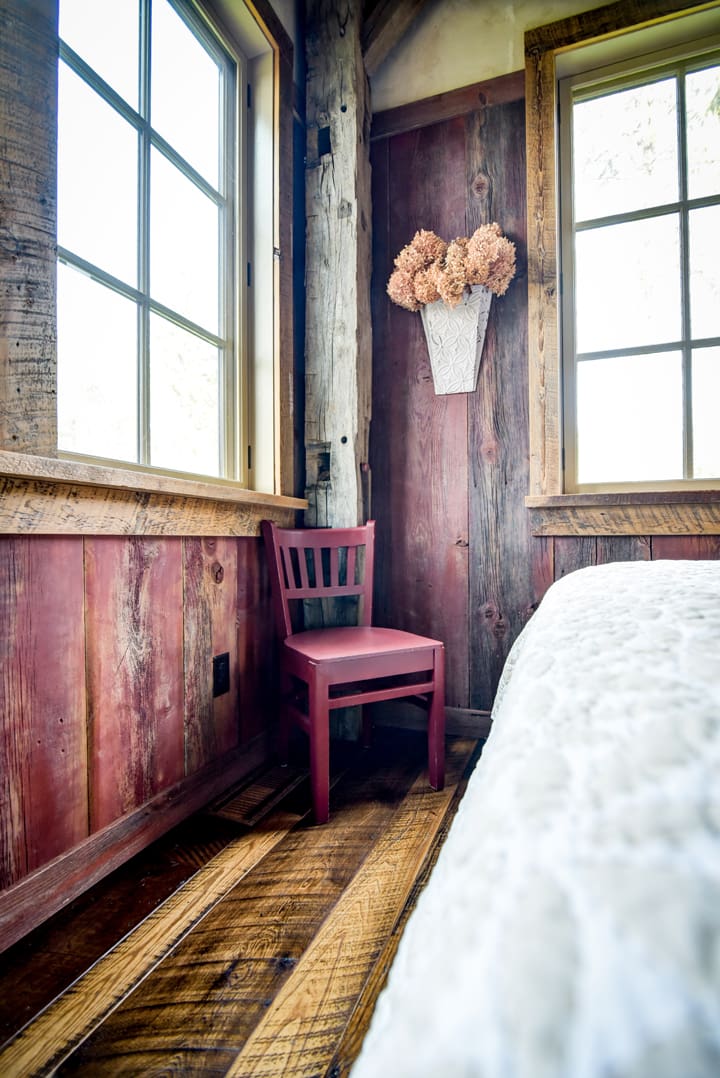 Rustic Country Barn_Bedroom Reclaimed wood walls inside Rustic Country Barn
