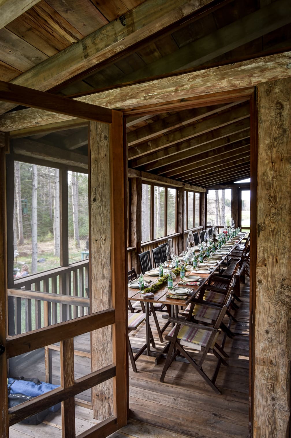 Rustic Country Barn_porch Reclaimed beams inside Rustic Country Barn