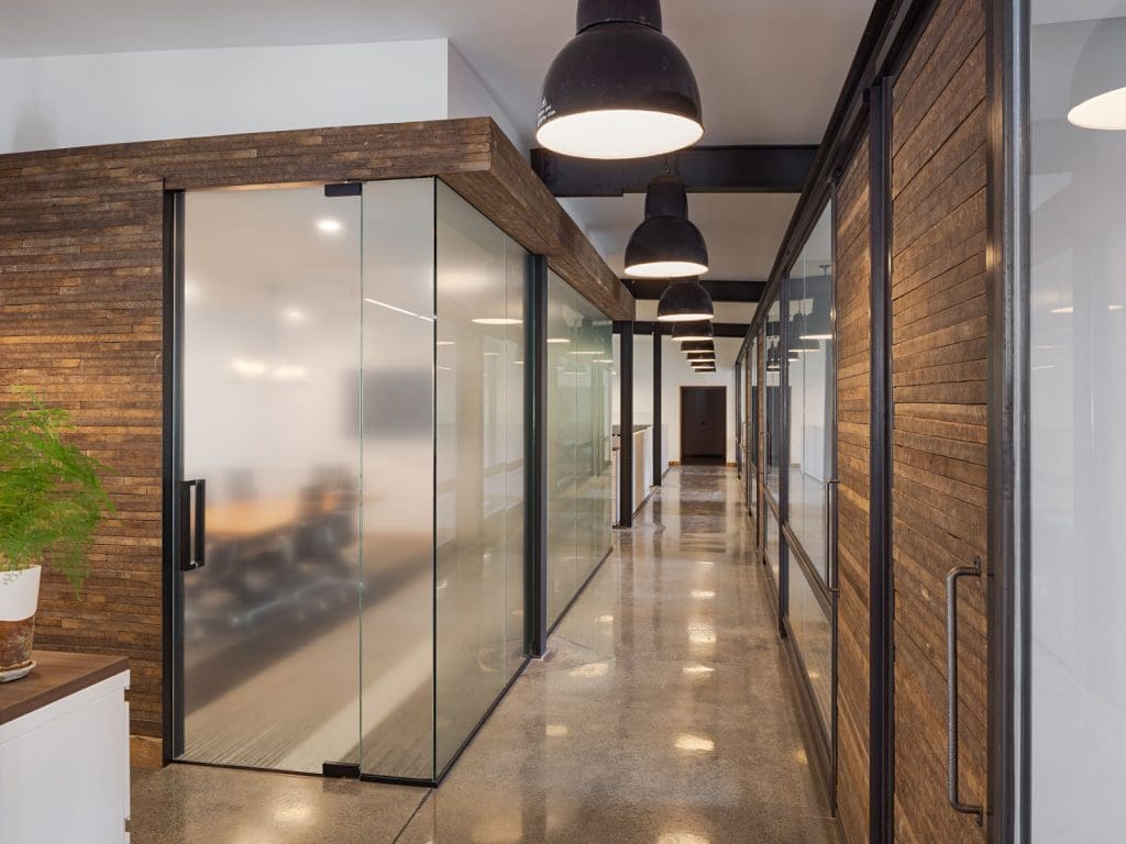 Tobacco Lath Installed in Office Hallway Tobacco Lath Installed in Office Hallway