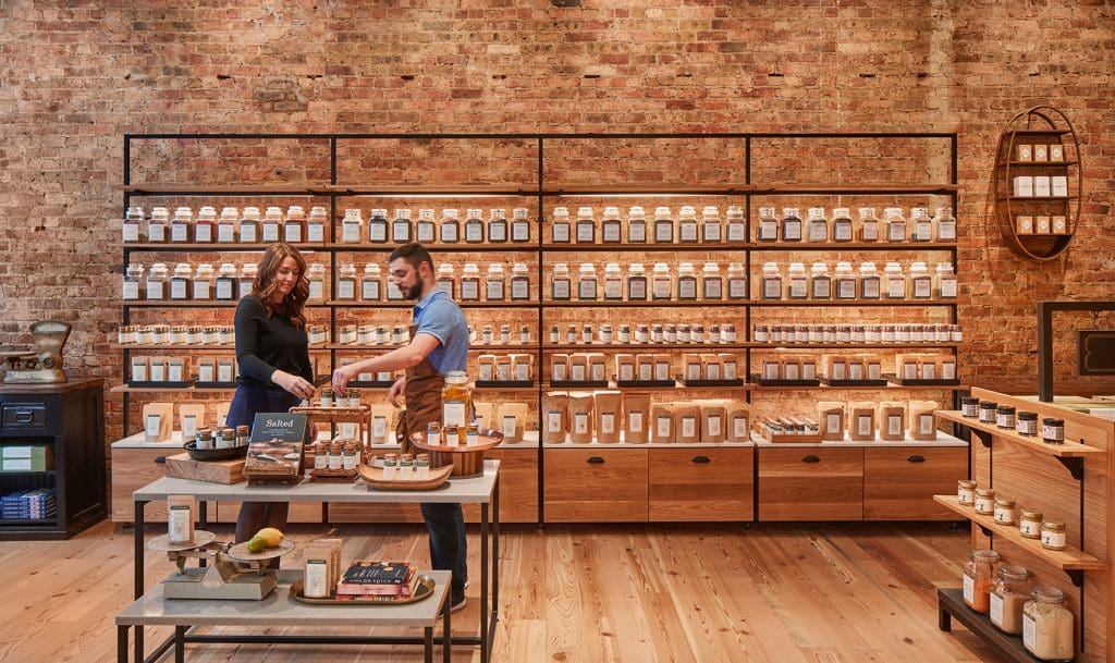 Heart Pine Flooring & Fixtures installed in Spice House Chicago