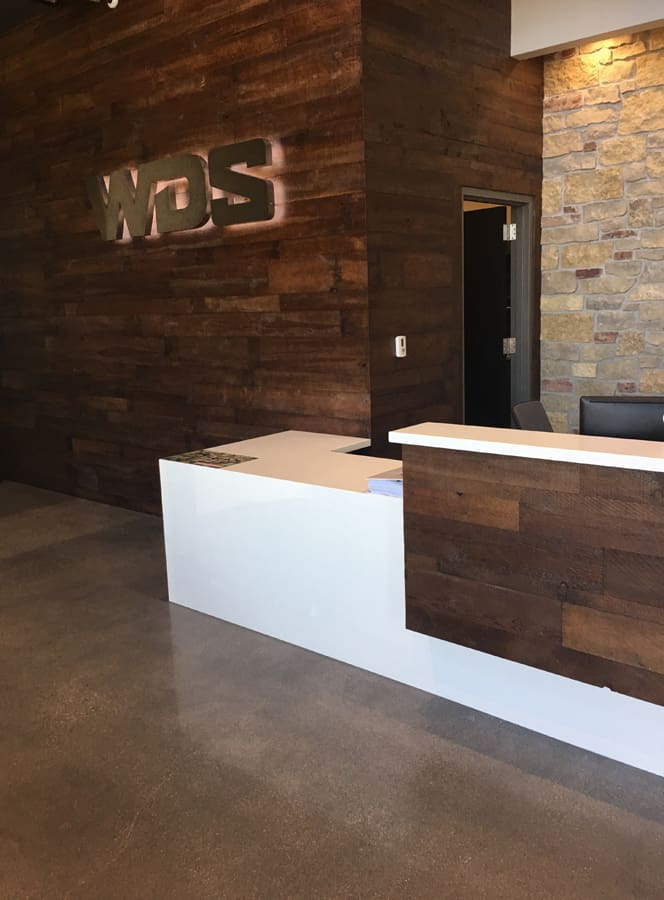 Reclaimed Cladding in Reception Area Reclaimed Cladding in Reception Area