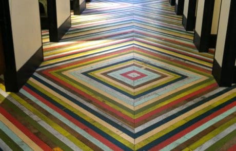 Painted Factory Maple Flooring in Urban Outfitters SOHO Dressing Room