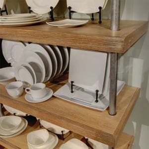 White Oak Pipe Shelving at Boelter