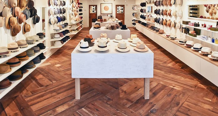 Reclaimed wood floor in Philadelphia retail store