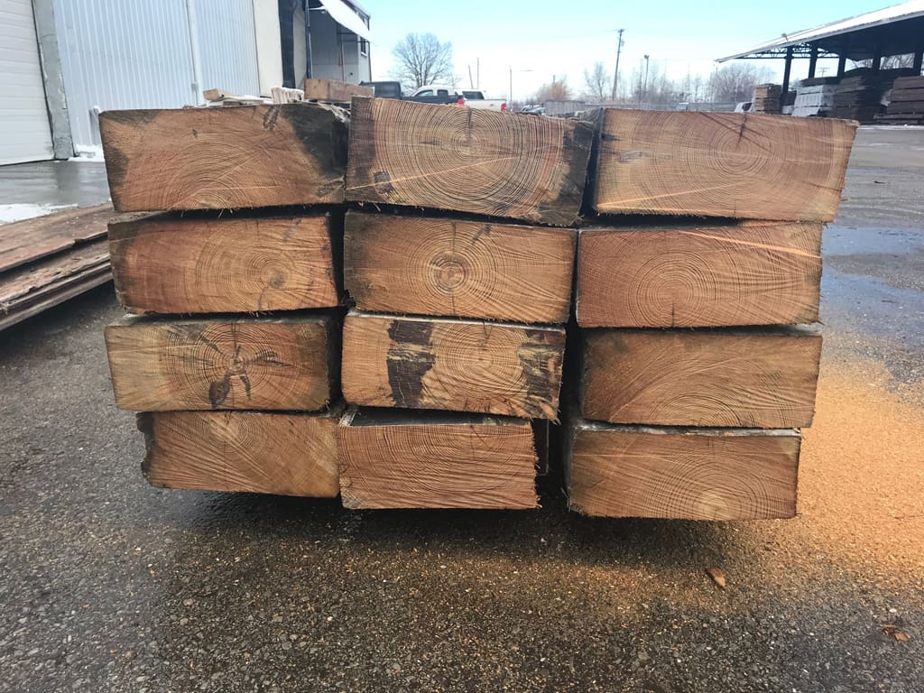 Heart Pine Timbers in Urban Evolutions Yard