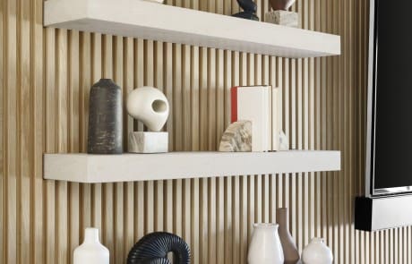 Classic Slat Wood Wall Panels White Oak Installed