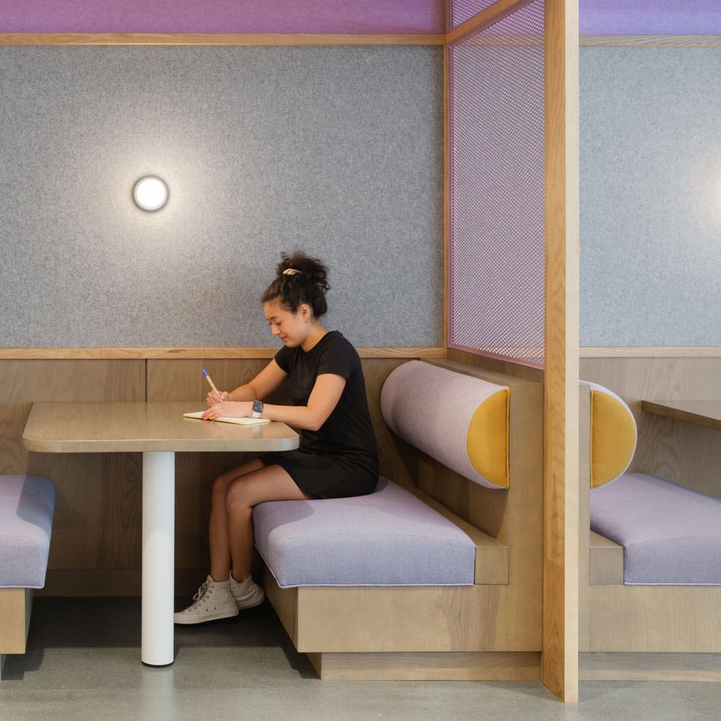 Urban Ash Veneer Panels Used To Create Work Booth