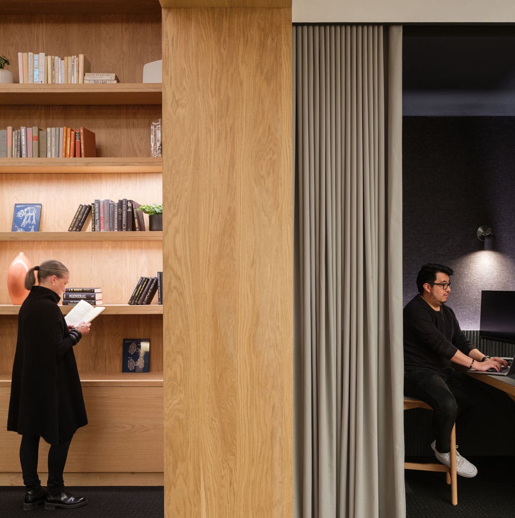 White Oak Veneer Paneling in LinkedIn Maude Street Office