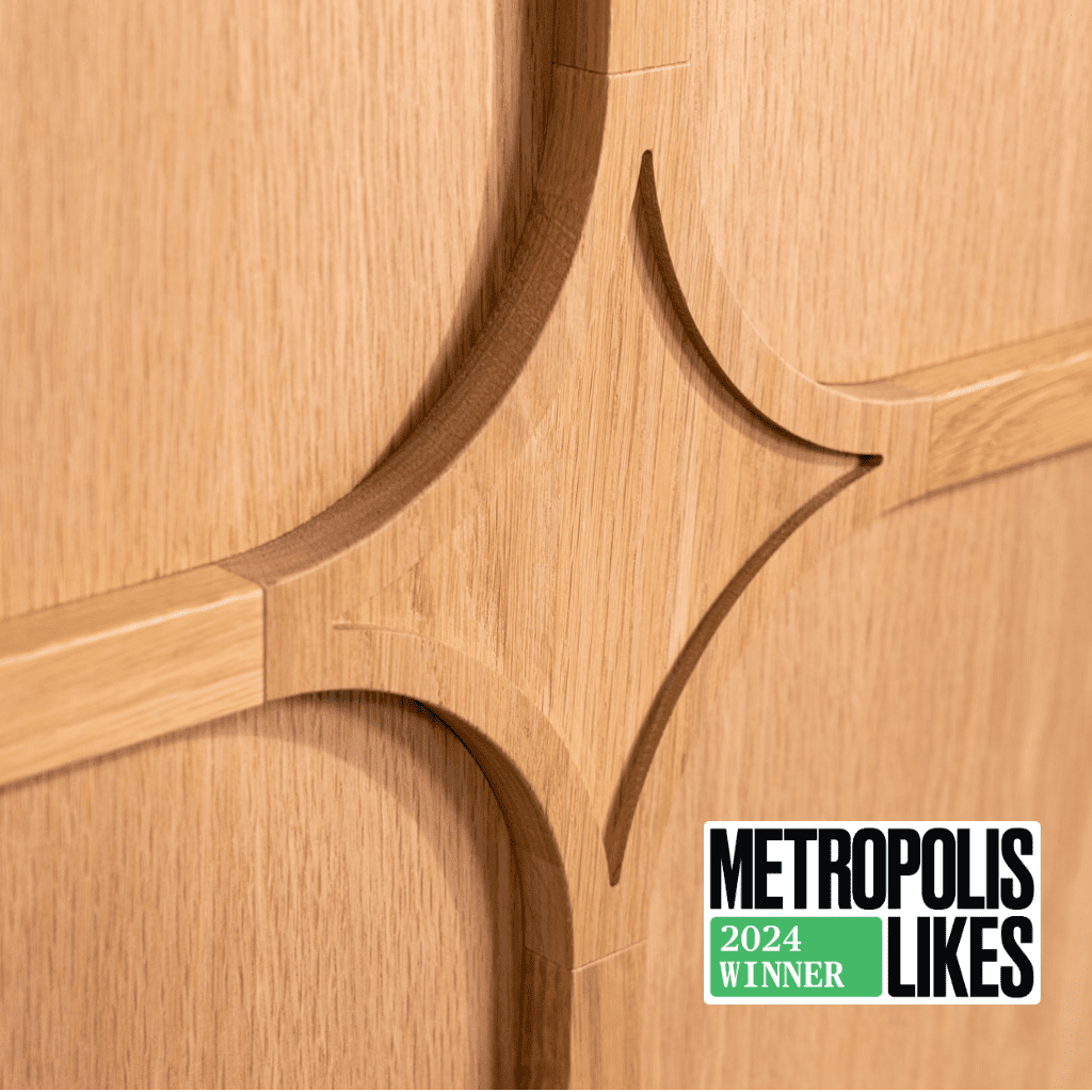 Urban Evolutions wins Metropolis Likes award for Dimant Medallion wood wall paneling.
