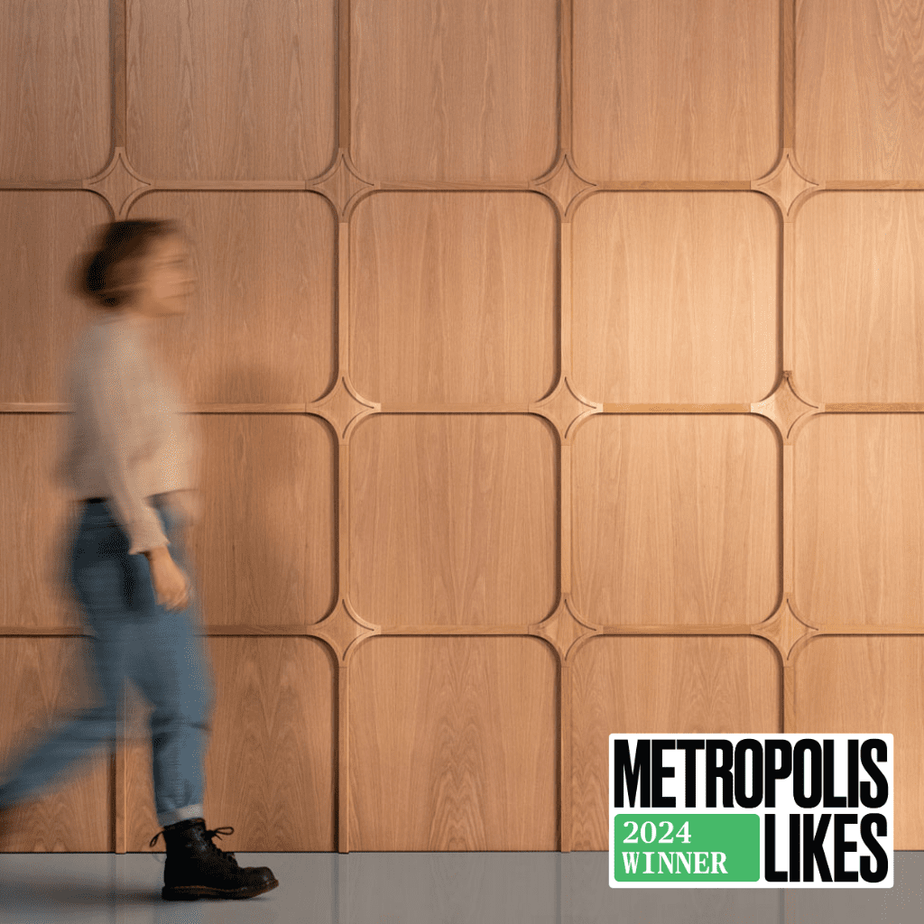 Wood Wall Paneling with Girl Walking